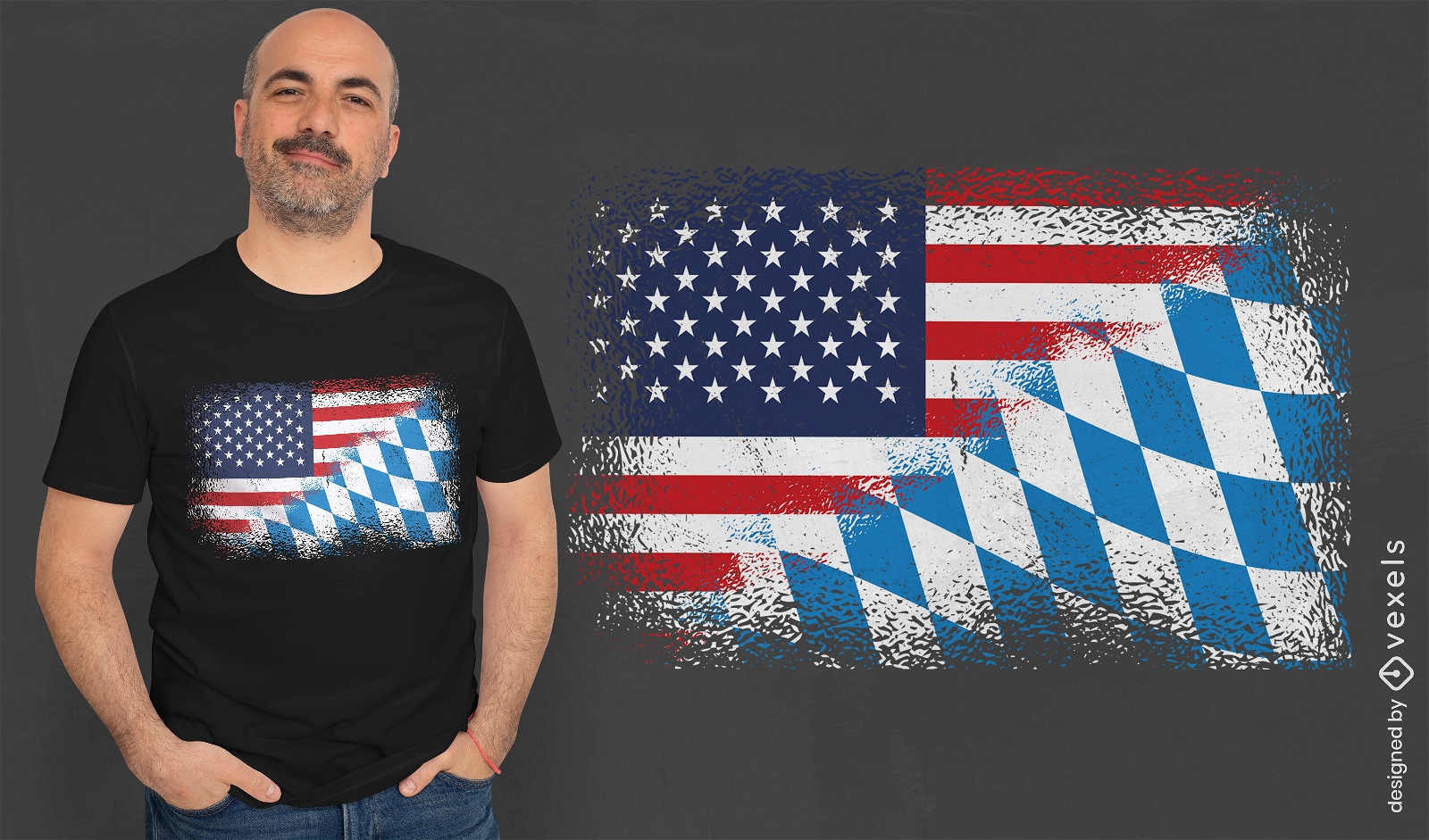 Design de camiseta com bandeira americana e b?vara