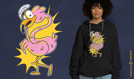 Flamingo-Cartoon-Vogel-T-Shirt-Design