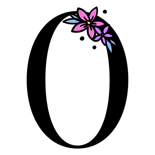 Purple flowers on the number 0 PNG Design