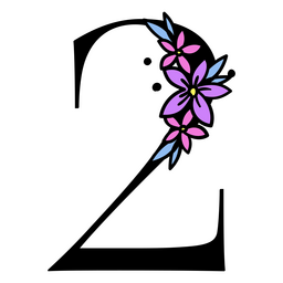 Purple Flowers On The Number 2 PNG & SVG Design For T-Shirts