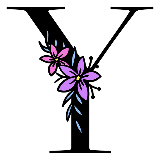 Flores moradas en la letra Y Diseño PNG