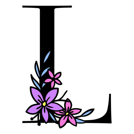 Purple flowers on the letter L PNG Design