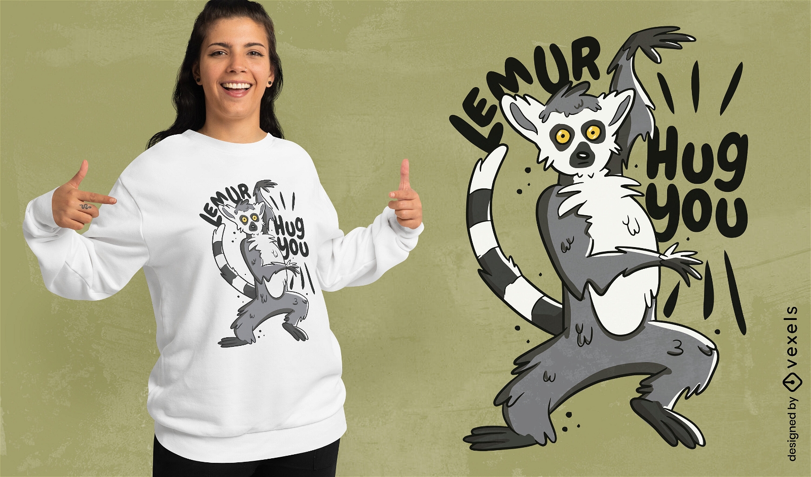 Lemur-Tiertanz-T-Shirt-Design