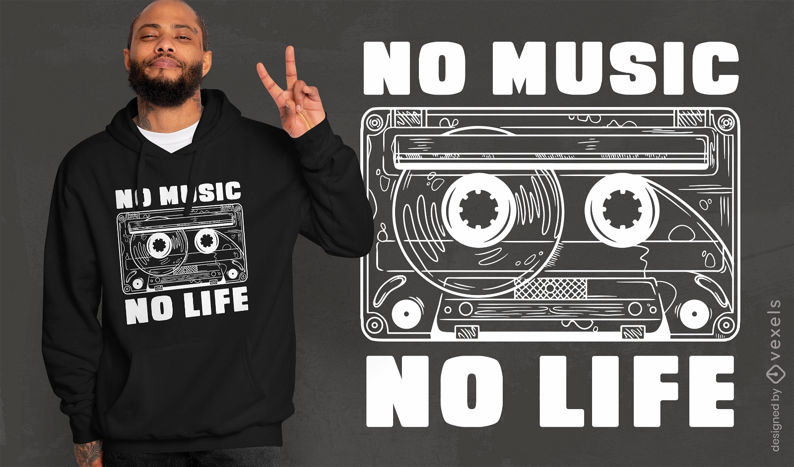 Cassette tape music line art t-shirt design