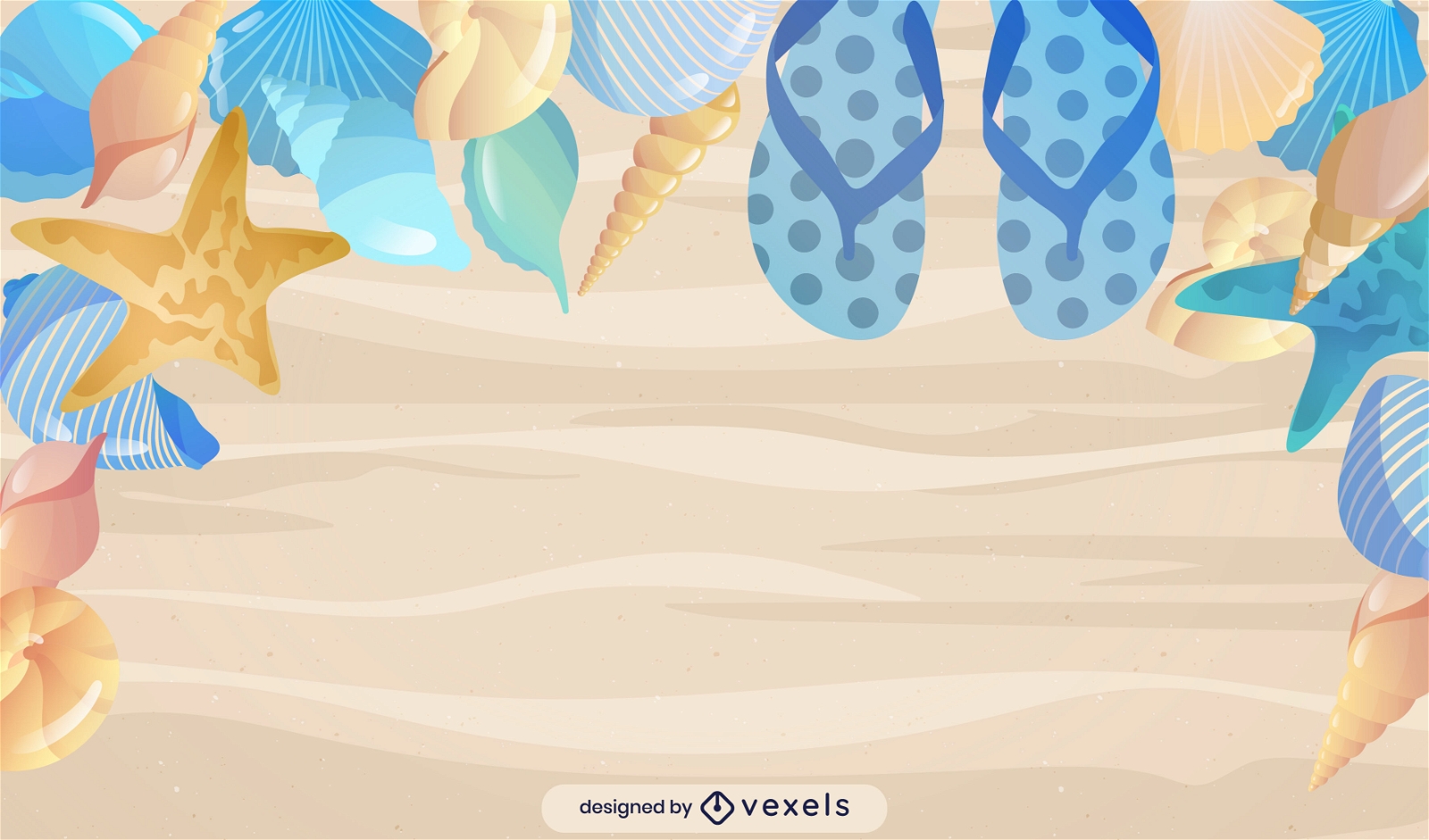 Sand beach and sea creatures background