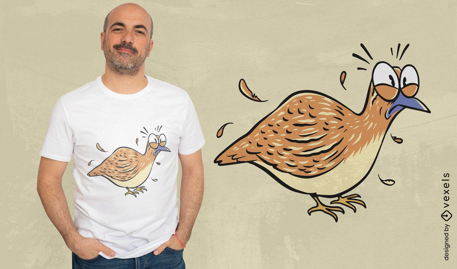 Design de camiseta de desenho animado de pássaro de codorna