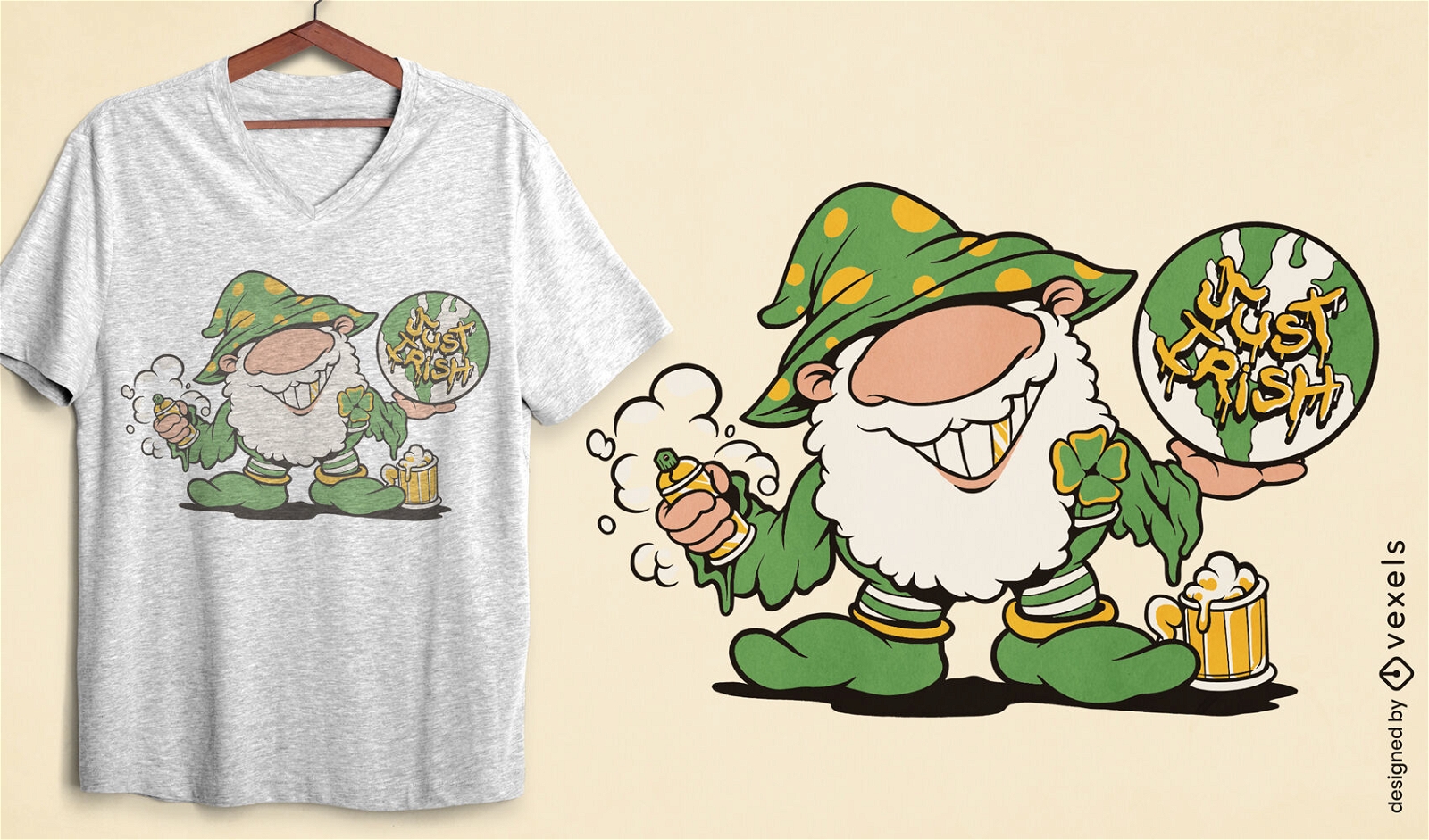 Green gnome cartoon t-shirt design