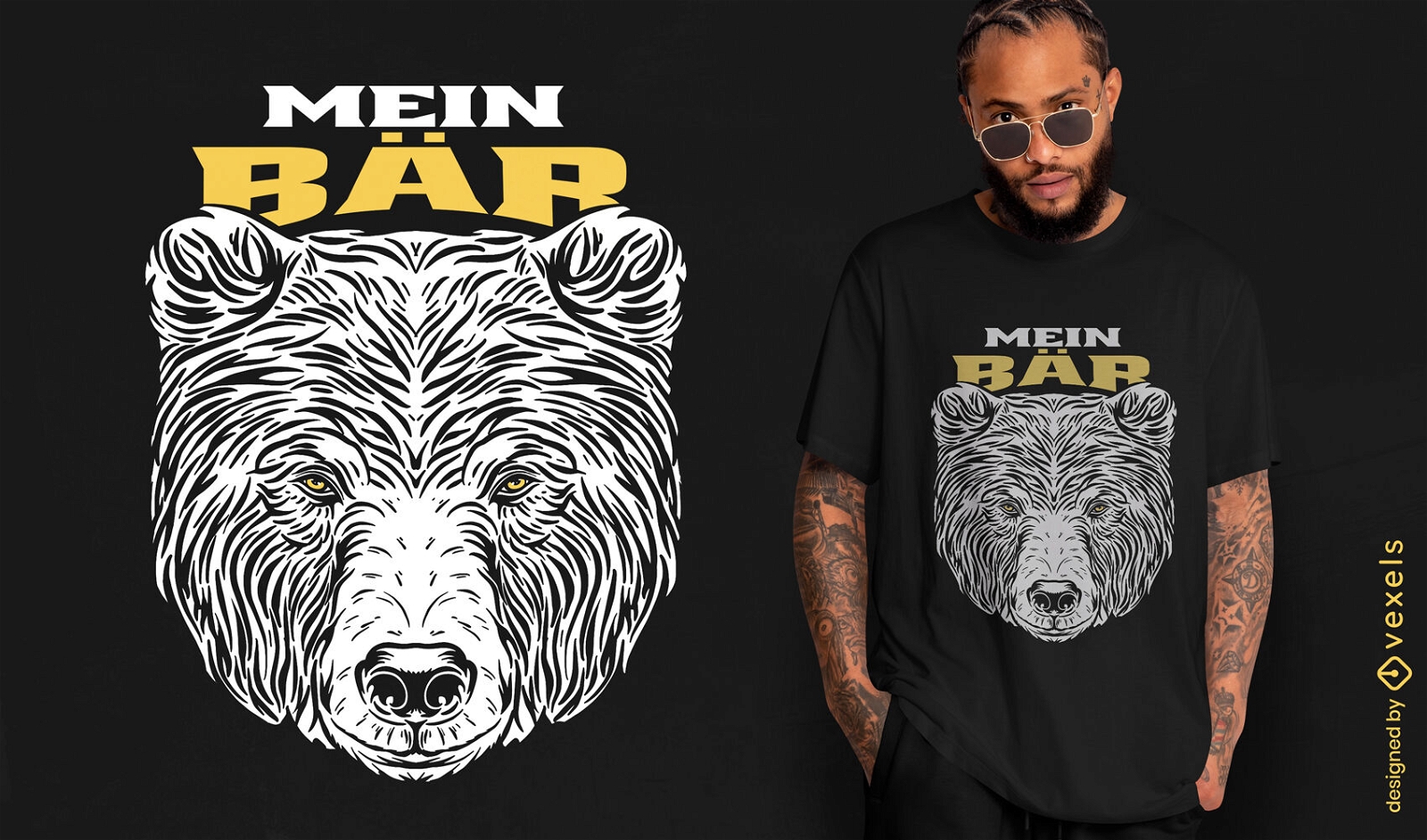 Design de camiseta de citação alemã de urso