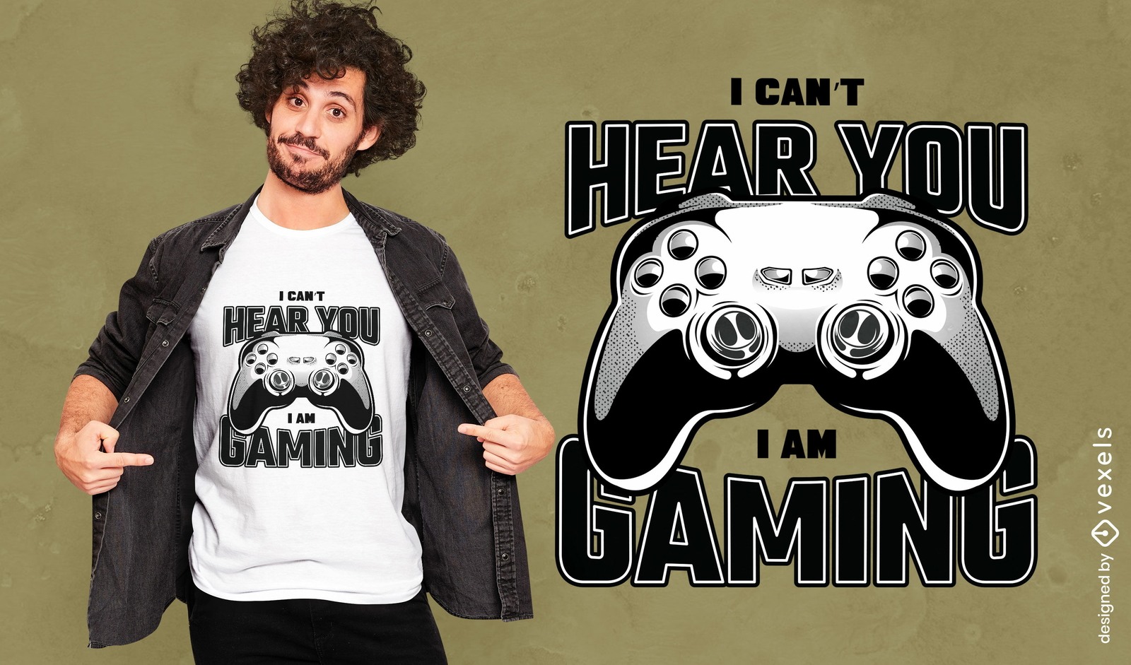 Gaming divertido no puedo oírte citar diseño de camiseta