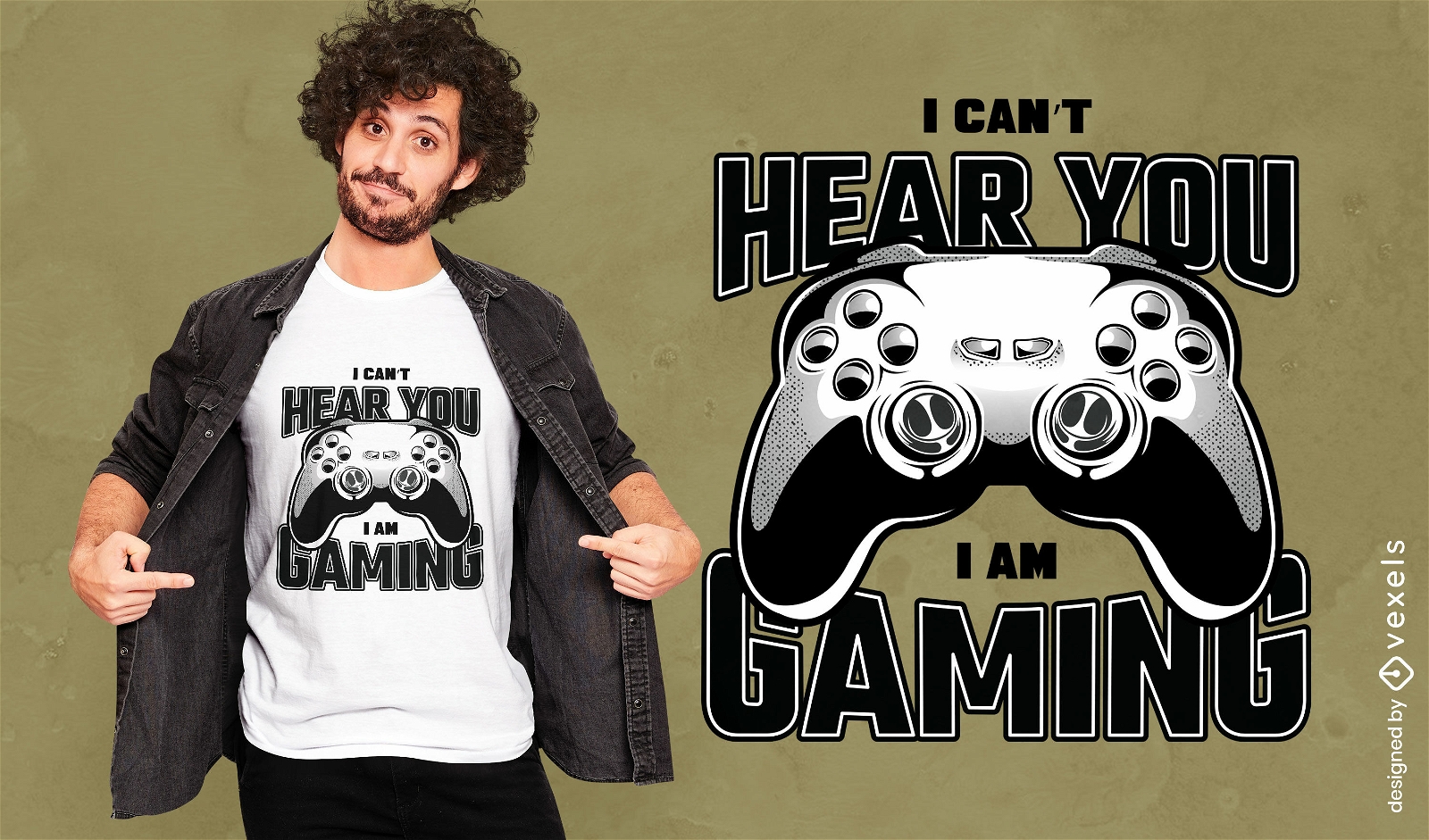 Gaming funny can't hear you quote t-shirt design
