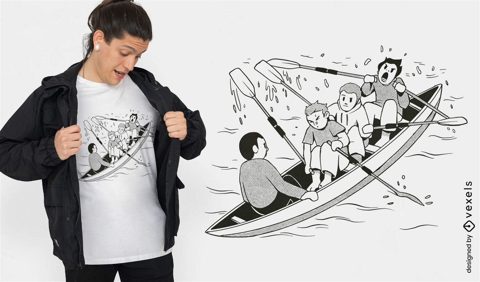 Diseño de camiseta de remeros de botes principiantes.
