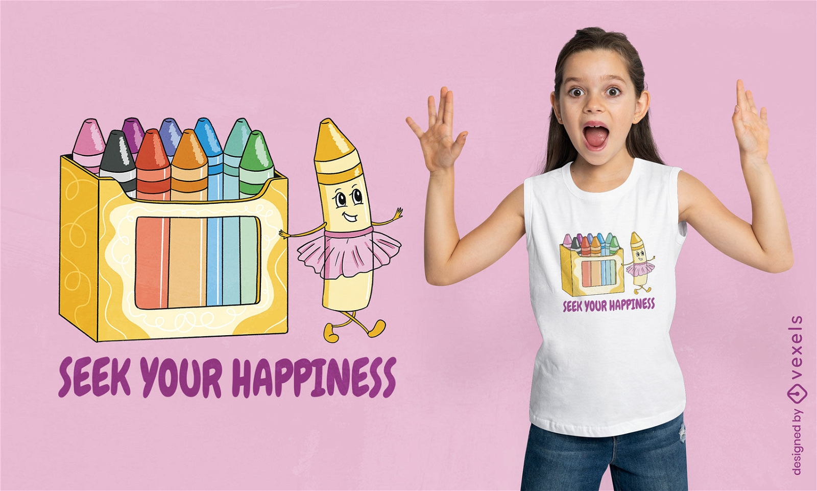 Crayon box and ballerina t-shirt design