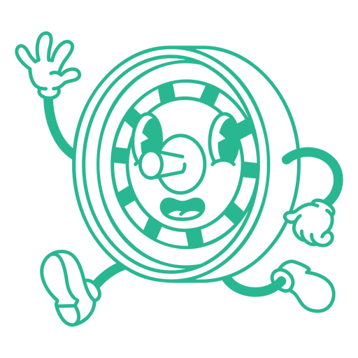 Green cartoon character running PNG Design