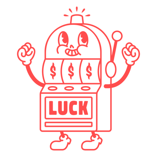 Red slot machine with the word luck on it PNG Design