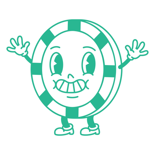 Ficha de pôquer verde com uma carinha sorridente Desenho PNG