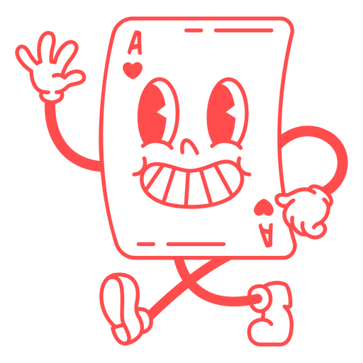 Red playing card with a smiley face PNG Design