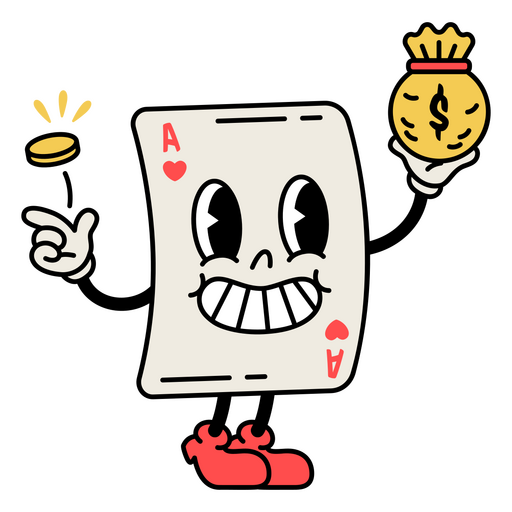Cartoon ace of spades holding a gold coin PNG Design