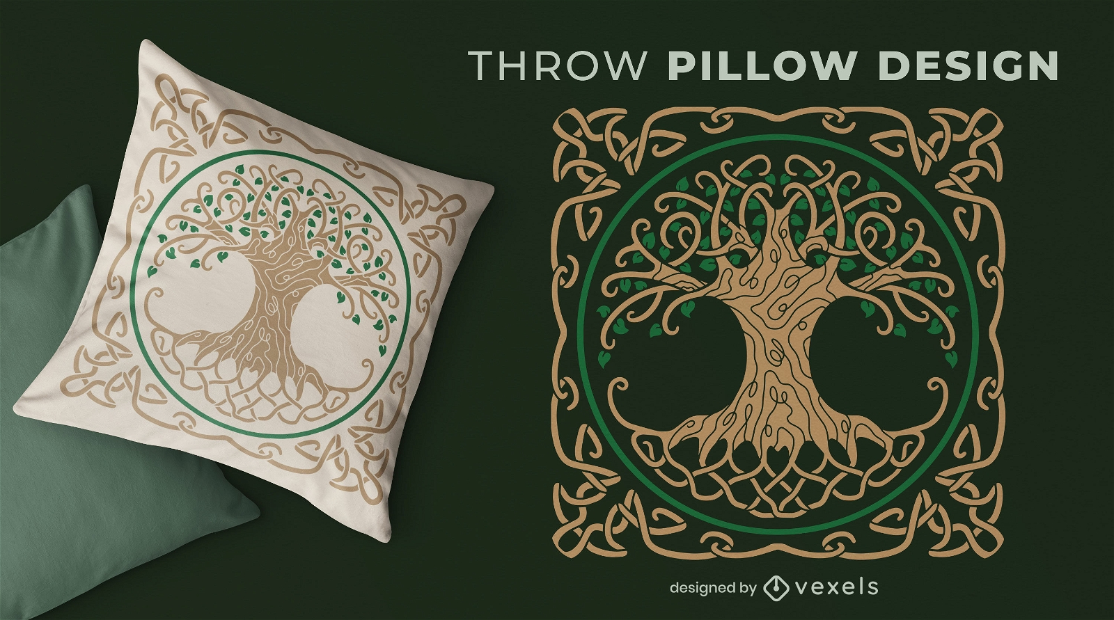 Diseño de almohada de tiro de árbol celta