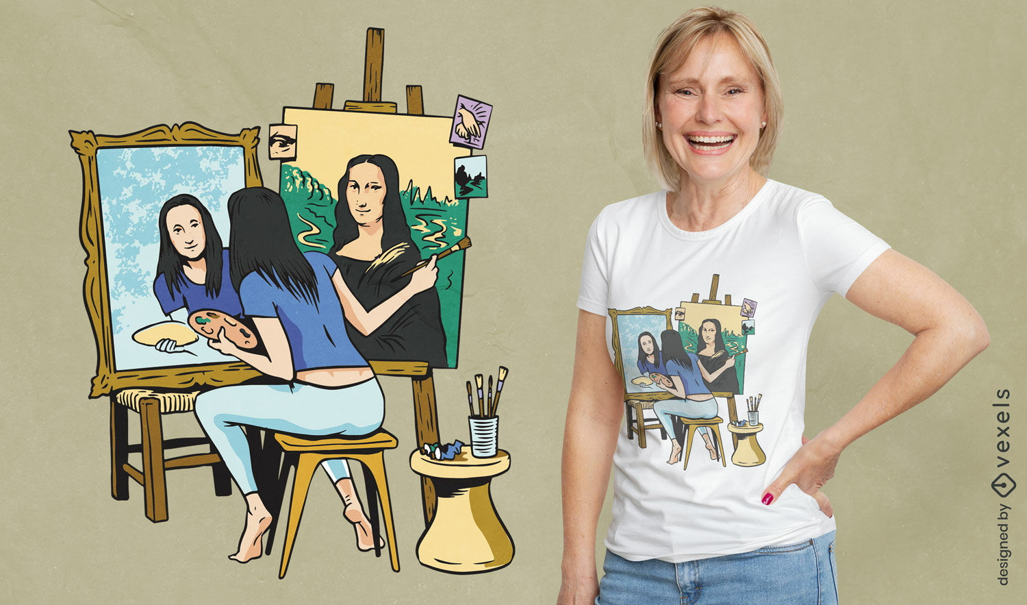 Design de camiseta auto-retrato Mona Lisa