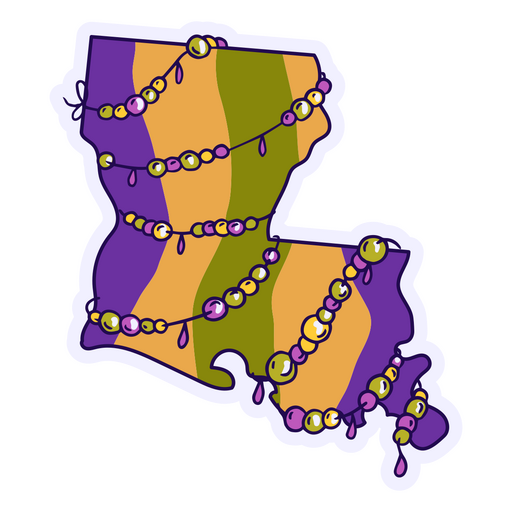 Aufkleber mit Perlen und einer Karte von Louisiana PNG-Design