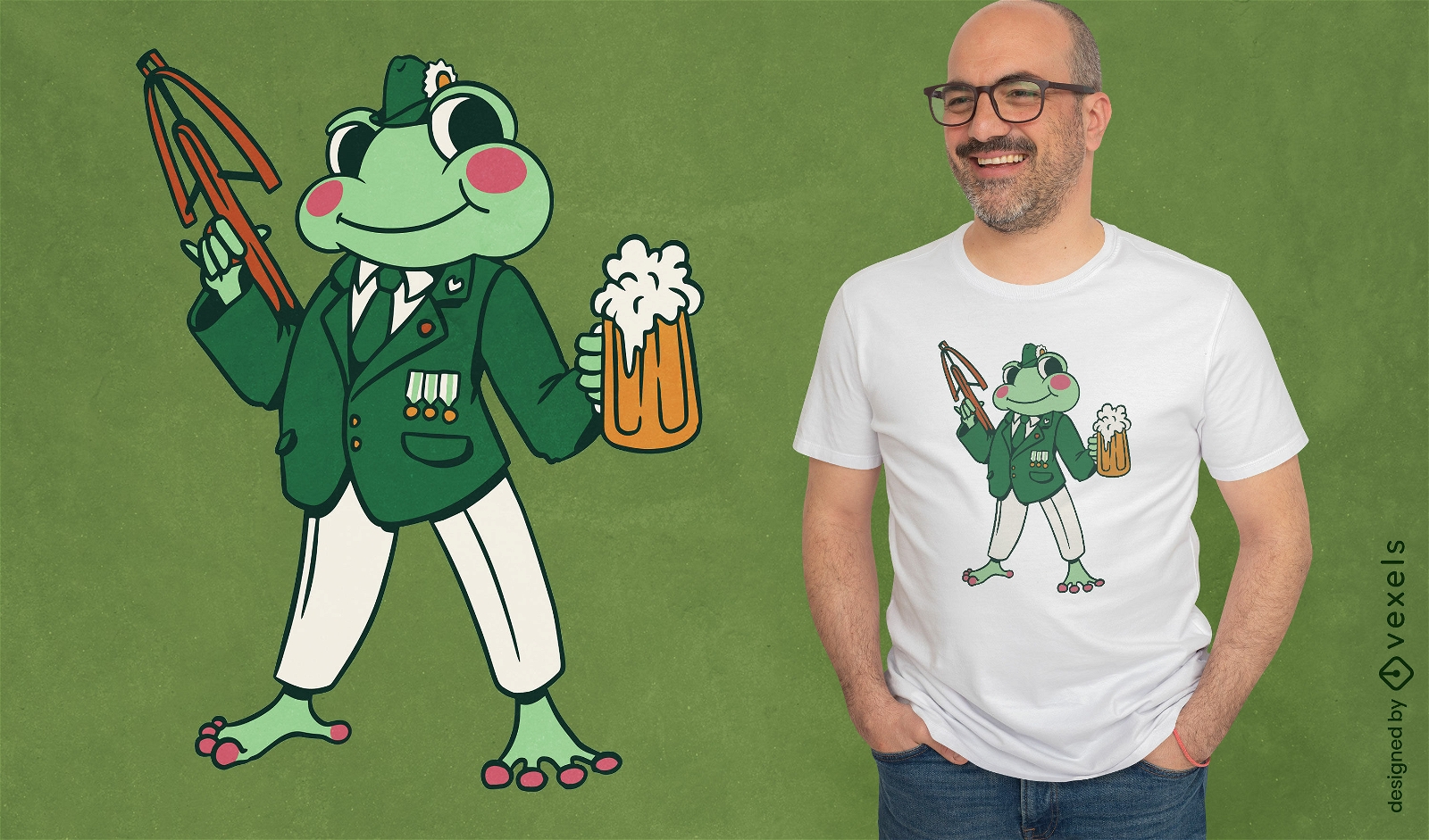 Schutzenfest frog cartoon t-shirt design