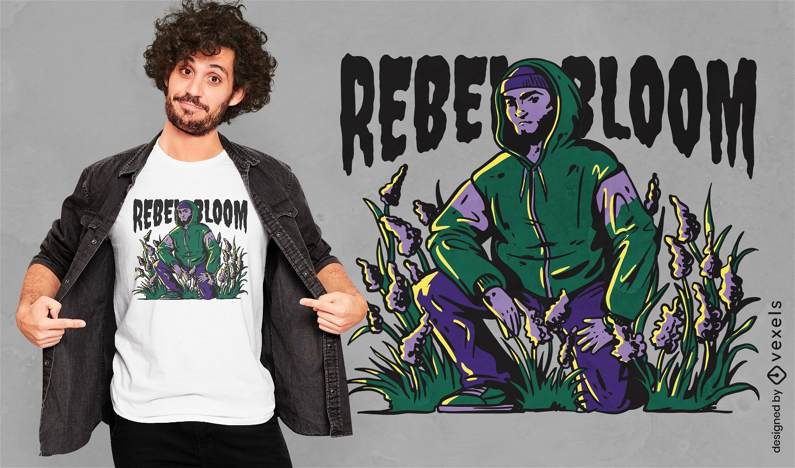 Rebellisches Pflanzenmann-T-Shirt-Design