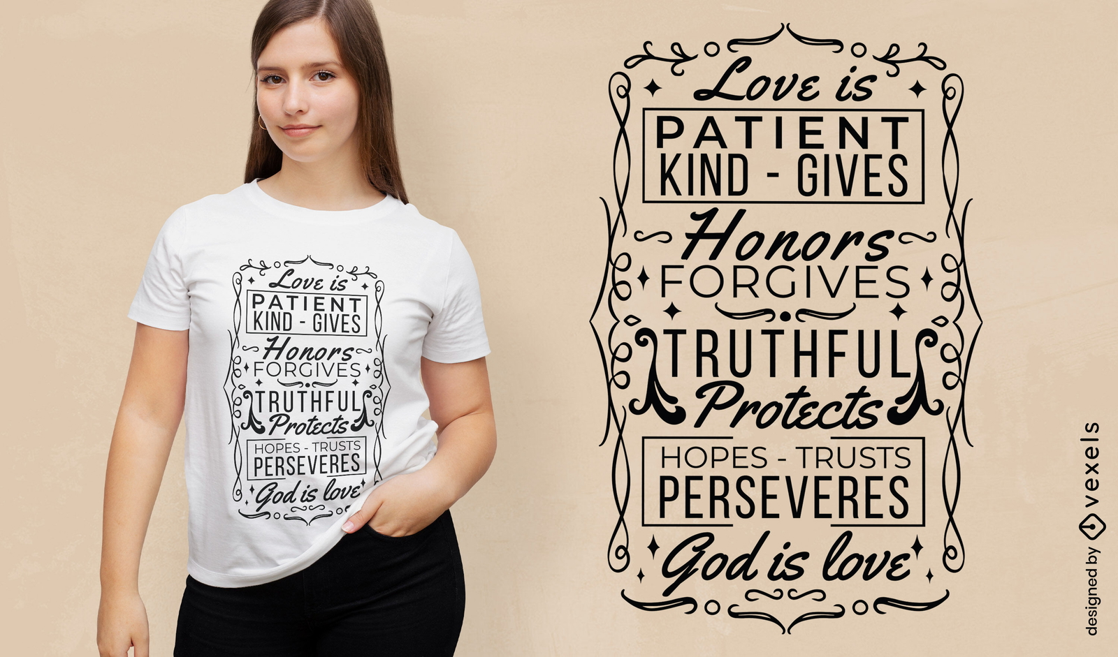 Design de camiseta com citação de amor religioso