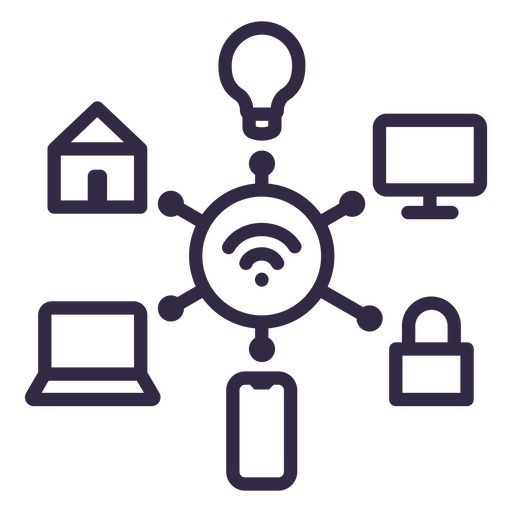 Kreis mit einem WLAN-Symbol, einem Laptop, einem Telefon und einem Tablet PNG-Design