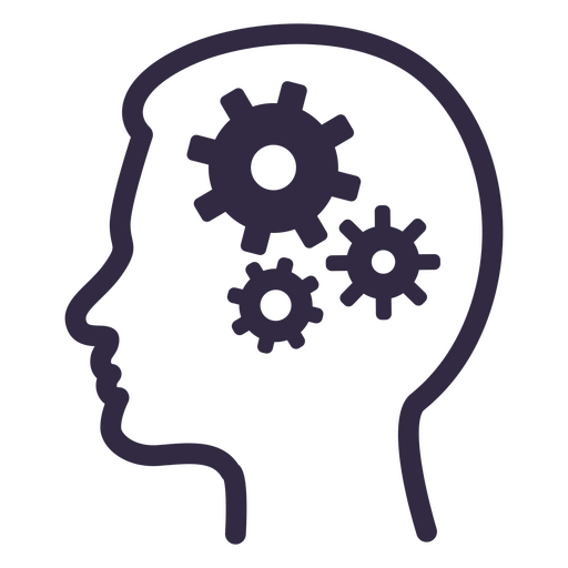 Silhouette of a man's head with gears in it PNG Design
