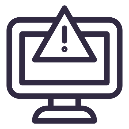 Computer monitor with a warning sign PNG Design