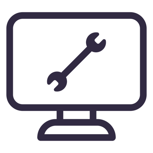 Ícone de computador com uma chave inglesa Desenho PNG
