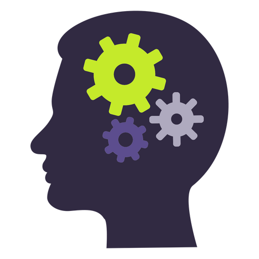 Silhouette of a man with gears in his head PNG Design