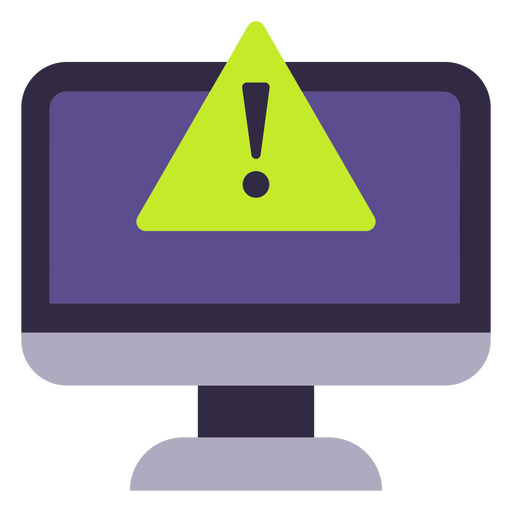 Computer with a warning triangle icon PNG Design