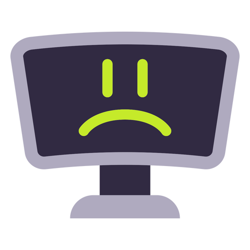 Pantalla de computadora con una cara triste Diseño PNG