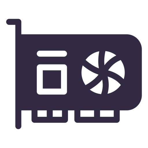 Icono morado de una tarjeta gráfica. Diseño PNG