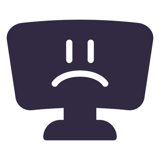 Icono de computadora con cara triste recortada Diseño PNG