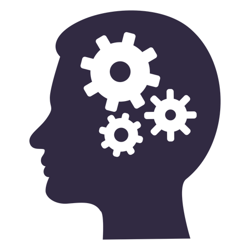 Man with gears in his head cut out PNG Design