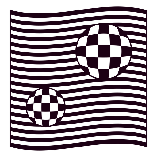Two black and white checkered balls on a purple background PNG Design