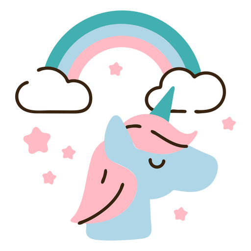 Unicorn with a rainbow and stars in the sky PNG Design