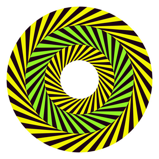 Ilusión óptica de un círculo amarillo y negro. Diseño PNG