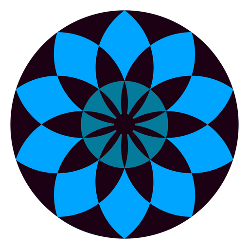 Flor azul en un círculo. Diseño PNG