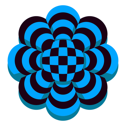Blue and black checkered flower PNG Design
