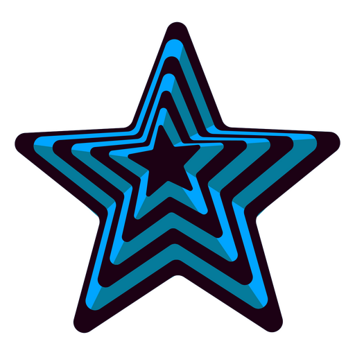 Estrela 3d azul e preta Desenho PNG