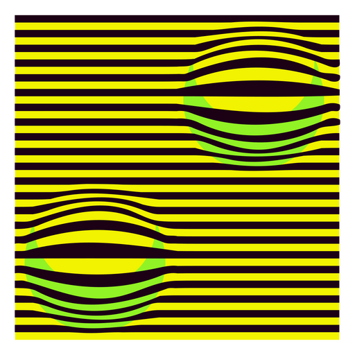 Yellow and black striped background with a yellow and black sphere PNG Design
