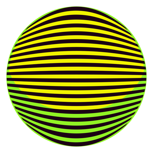 Bola de rayas amarillas y verdes. Diseño PNG