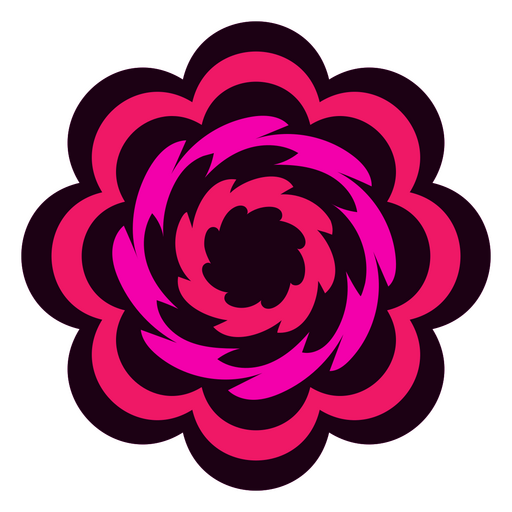 Rosa und schwarze wirbelnde Blume PNG-Design