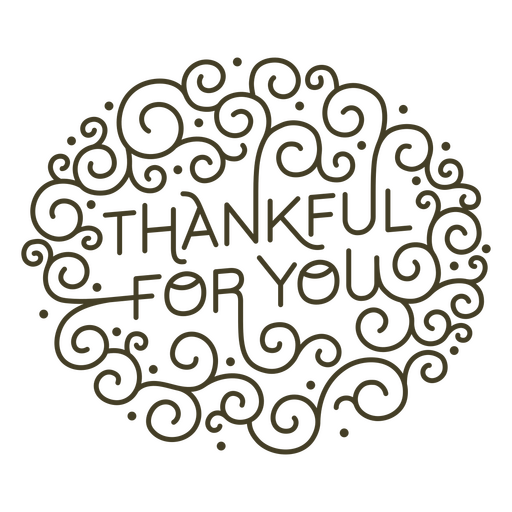 The word thankful for you in gold PNG Design