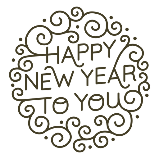 Happy new year to you swirly quote PNG Design