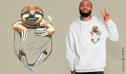 Sloth in pocket drinking coffee t-shirt design
