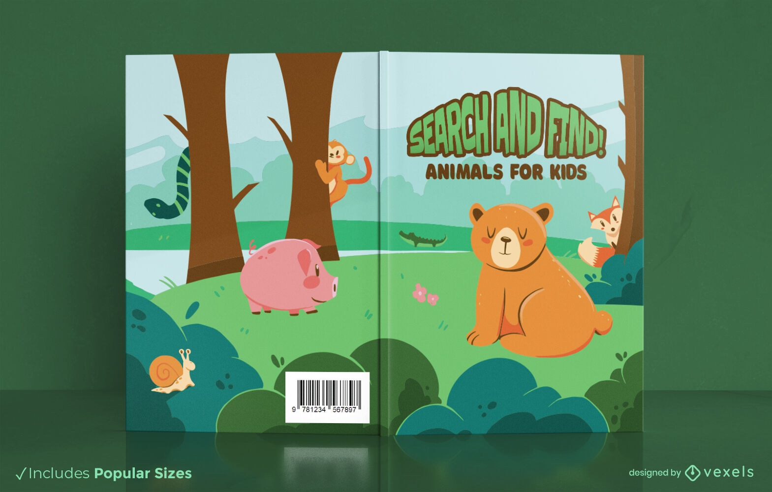 Search and find animals book cover